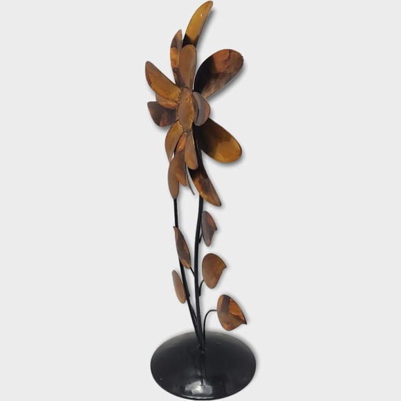 Metal Flower Foiled And Lacquered Copper And Pewter Table Top Decoration 18.7" - Picture 9 of 11